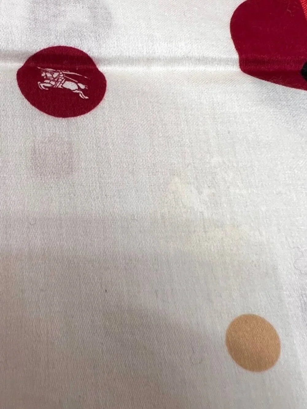 Burberrys Mini Scarf/Neck-kerchief 19.4" cotton Ivery black burgendy logo (81 - Picture 9 of 9